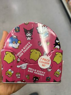 NWT Licensed Hello Kitty and friends Coaster 6pc Set with holder