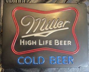 VINTAGE MILLER HIGH LIFE BEER LIGHT UP FAUX NEON SIGN CLASSIC