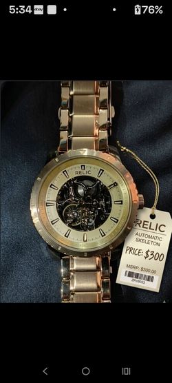 Relic Automatic Skeleton Watch Rose Gold