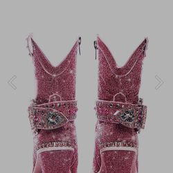 Pink Rhinestoned Cowboy Boots