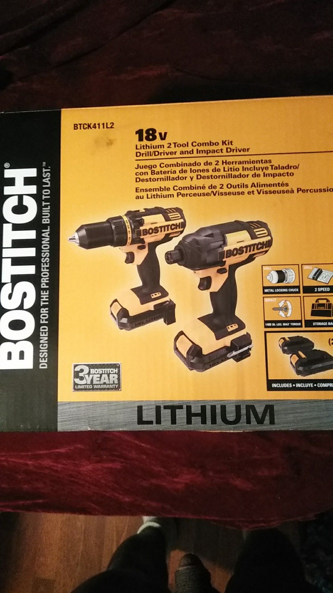 Bostitch 18v Lithium 2 Tool Combo Kit drill and impact driver