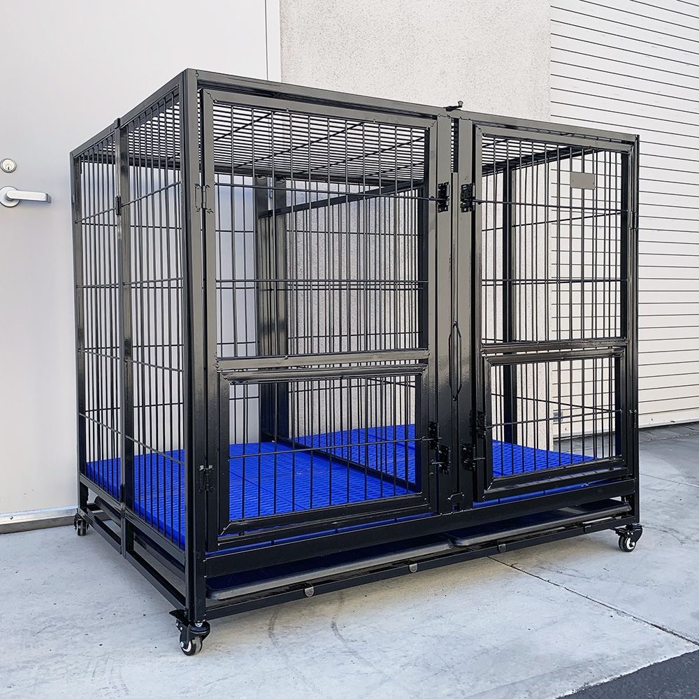 New $280 X-Large 49” Heavy Duty Folding Dog Cage 49x38x43” Double-Door Kennel w/ Divider 