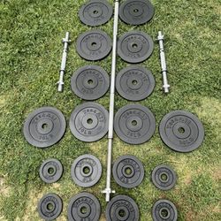 Standard Weight Set 150 Lbs + Bar+ Dumbbells Bars