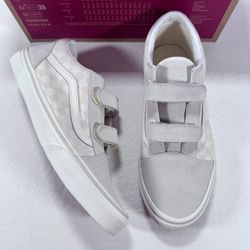 Vans Old Skool V Suede Canvas Checkerboard Marshmallow Sneaker Women Size 8.5