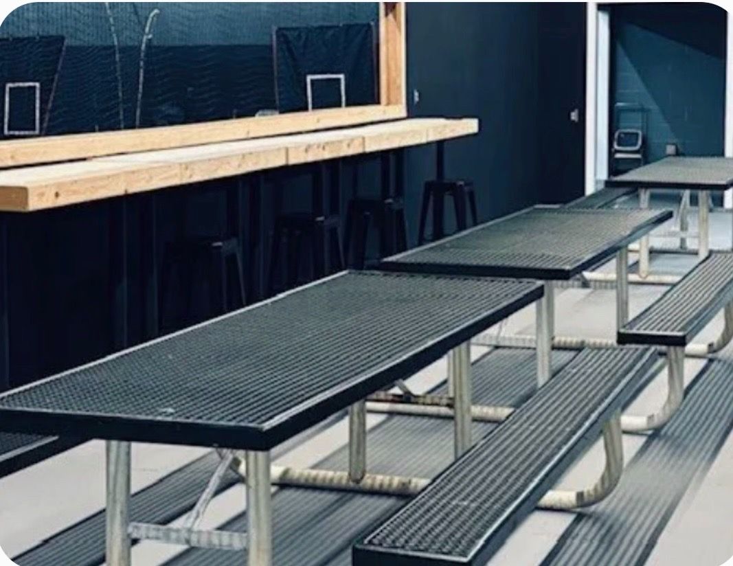 Outdoor picnic tables