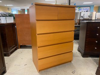 Light Brown Modern 6-Drawer Tall Dresser