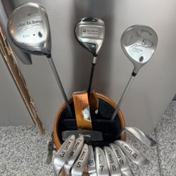 Mens RIGHT Handed LYNX Jaguar - 13pc Golf Club set, with Leather Mizuno Golf Bag