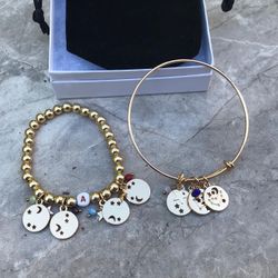 Gold bracelets, Bangle Bracelets,  Charm Bracelet. Special Gift, Package 