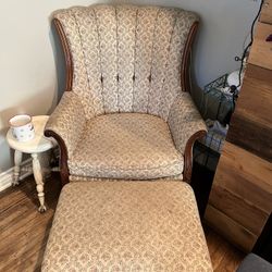 Antique Chair And Ottoman 