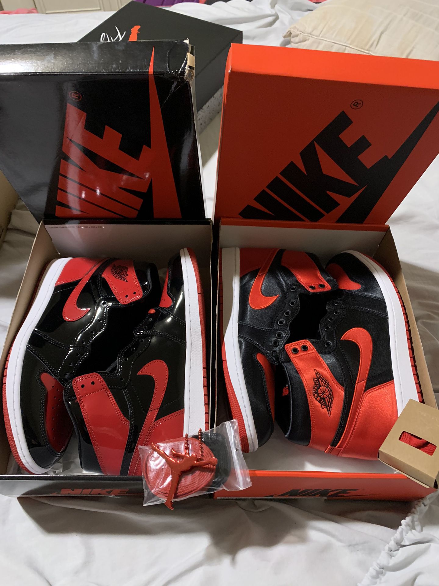 Nike Air Jordan Retro 1 Satin & Patent Bred 1s