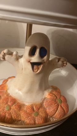 Halloween Ghost Pumpkin Ceramic Figurine