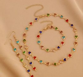 Three piece Necklace, Bracelet,  earings Hypo Allergenic