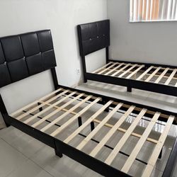 TWO NEW BED FRAME WITH MATTRESS AND BOX SPRING