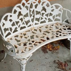 Two Cast Iron Garden Benches,Floral Pattern