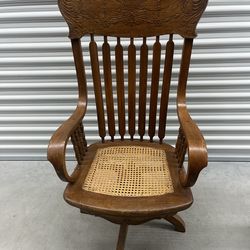Antique Golden Oak Swivel Desk Chair