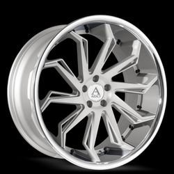 22x9 +35 / 22x10.5 +37 • 5x112 • AZAD AZ1101 BRUSHED SILVER / STAINLESS LIP WHEELS