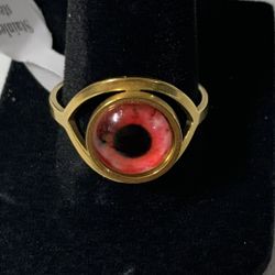 Stainless Steel Red Eye Ring 