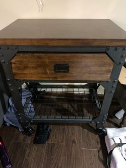 Metal and Dark Wood Coffee/Tea Cart
