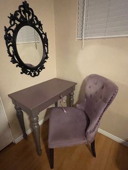 Purple Vanity with Mirror and Chair