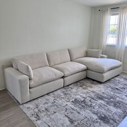 Beige Linen Cloud Couch Sectional (NEW) 