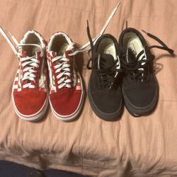 Red/white Vans And Black Vans