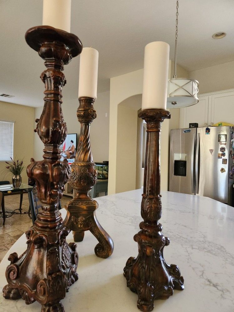 3 Rustic Candle Holders