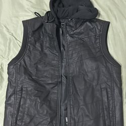 Black leather benjamin black vest 