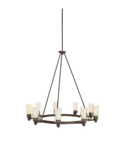 Kicher Circolo 36 in. 9-Light Olde Bronze Contemporary Shaded Circle Chandelier for Dining Room