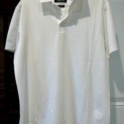 Kenneth Cole Slim Fit White Polo Shirt Men’s M Short Sleeve Collared Button