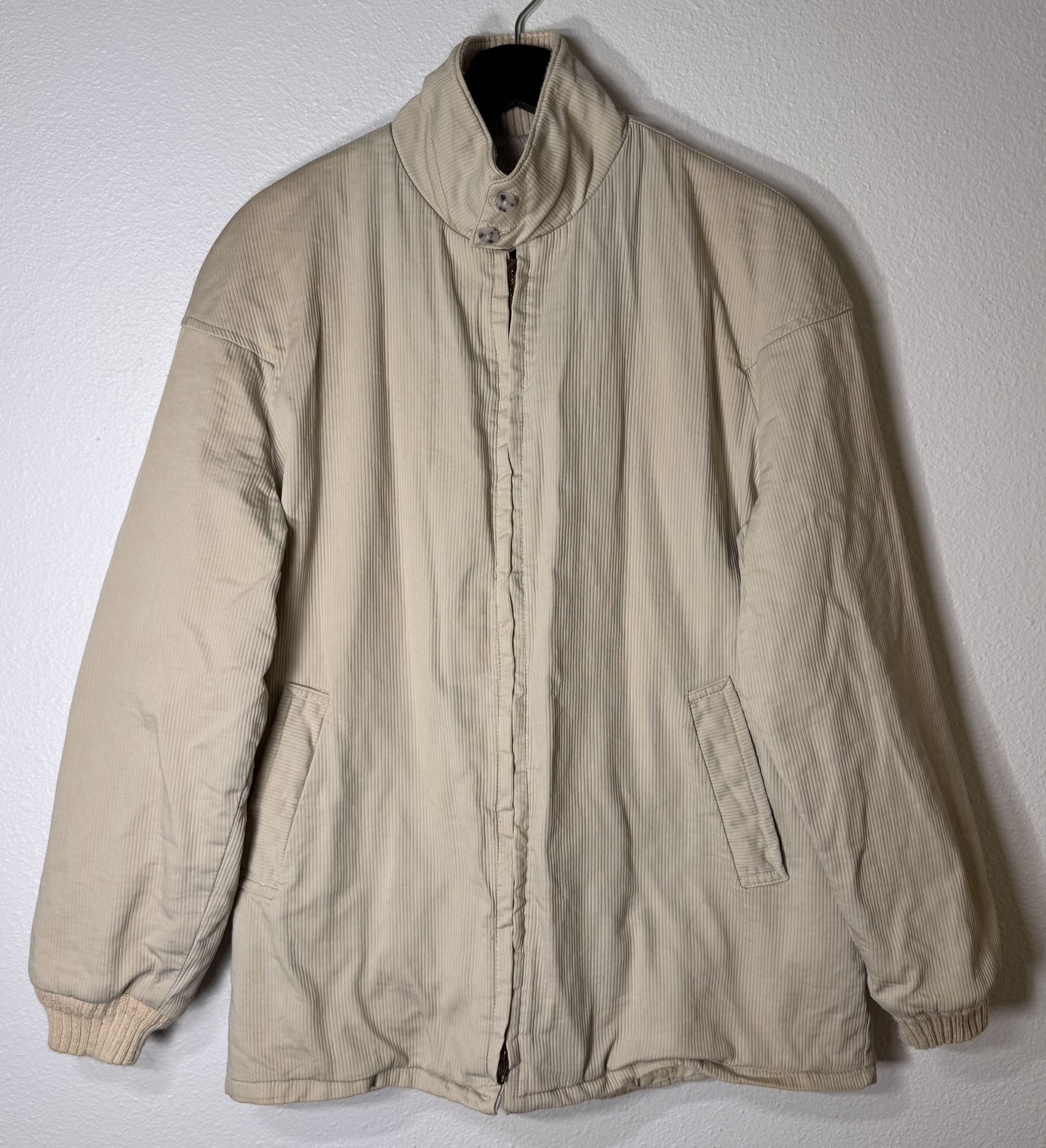 Sierra by Silton Jacket Medium 100% Orlon Pile Lining Bomber Beige Full Zip