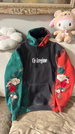 Civil Regime Floral Sleeve Hoodie – Size S– Black/Green/Red