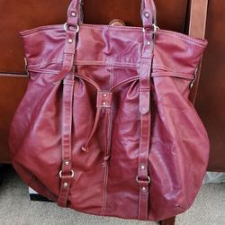 Emilie M. red leather bag