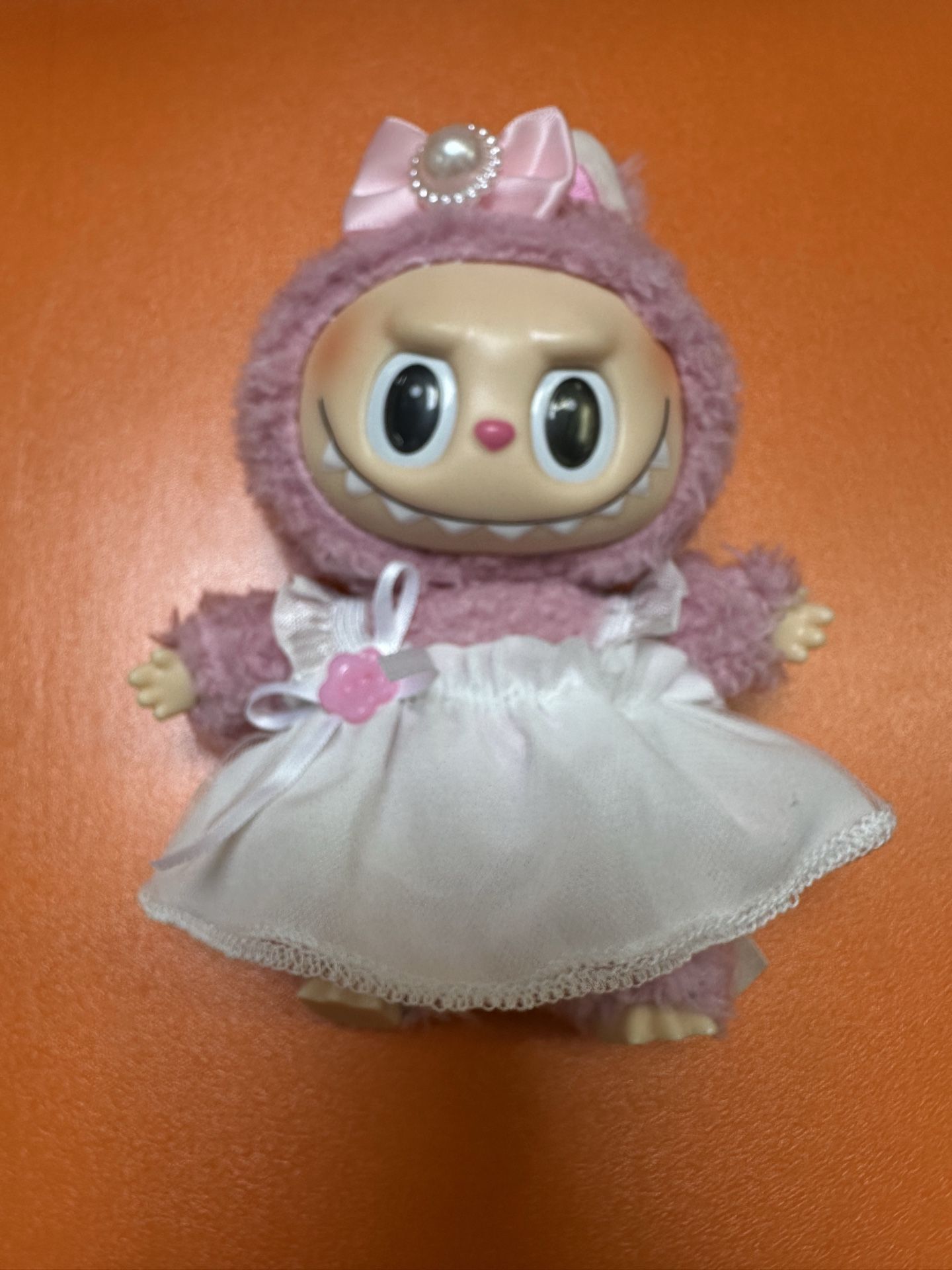 Formal LABUBU Dress with Matching Pink Pearl Bow