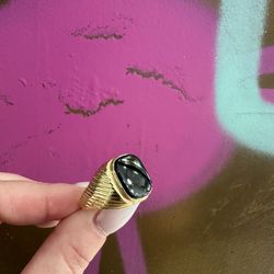 14k BLACK STONE RING 
