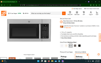 Over the range stainless microwave oven