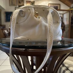 VINTAGE STONE MOUNTAIN CREAM LEATHER SHOULDER BAG