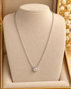 Silver Bezel Solitaire Pendant Necklace