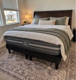 King Electric Adjustable Bed + Beautyrest Black Mattress & Wood Frame