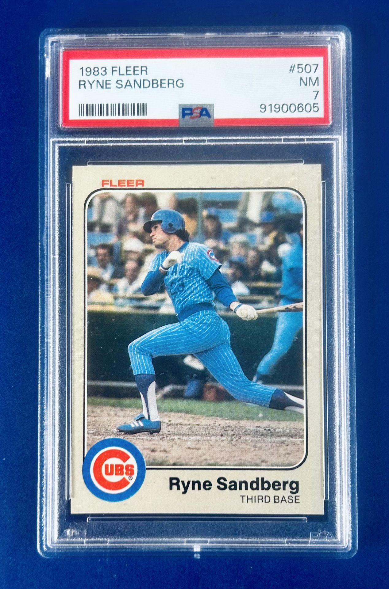 1983 Fleer Ryne Sandberg Rookie Baseball Card Graded PSA 7