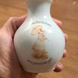 Mini 3.75"Tall Precious Moments Mini Bud Vase For Mother's Day,  Hollies Hobbie Genuine Porcelain 