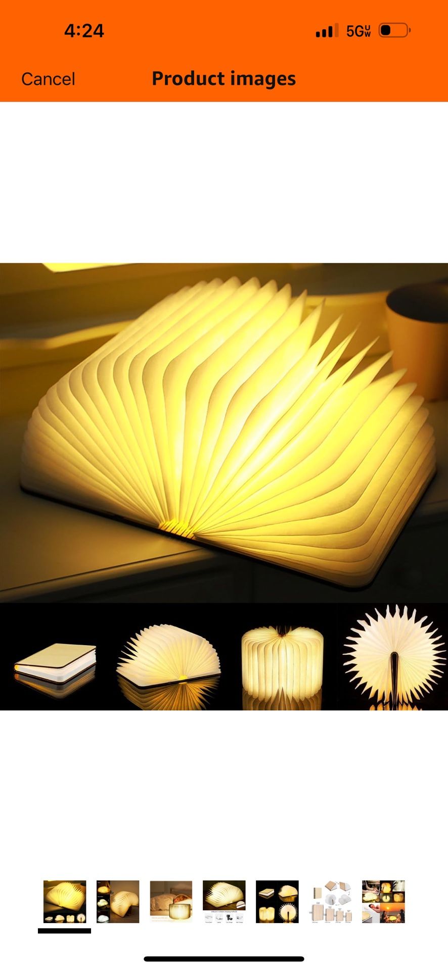 Book Lamp Folding Mood Light, Novelty LED Night Light Book-Shaped Light, USB Rechargeable Wooden Bedside Table Lamp Decor Light, Birthday Gift