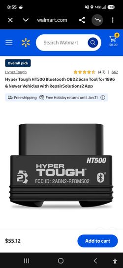Hyper Tough HT500 Bluetooth OBD2 Scan Tool for 1996 & Newer Vehicles with RepairSolutions2 App