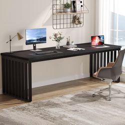 Tribesigns Extra Long 78.74" 2 Person Computer Desk, Long Double Desk with Heavy Duty Metal Frame, Study Table with Double Workstation for Office bran