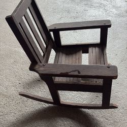 Little kids, antique rocking chair
