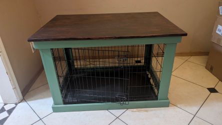 Handmade side table Dog Crate cover/ Frame