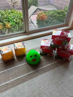 any squishy on the table for $12 each! 🍓🧀🐤 Jumbo Sunny Days & Toy Mendous