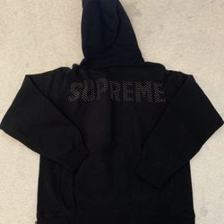 Supreme Studded Logo Hooded Sweatshirt Black Size L SS18 Hoodie Skateboard