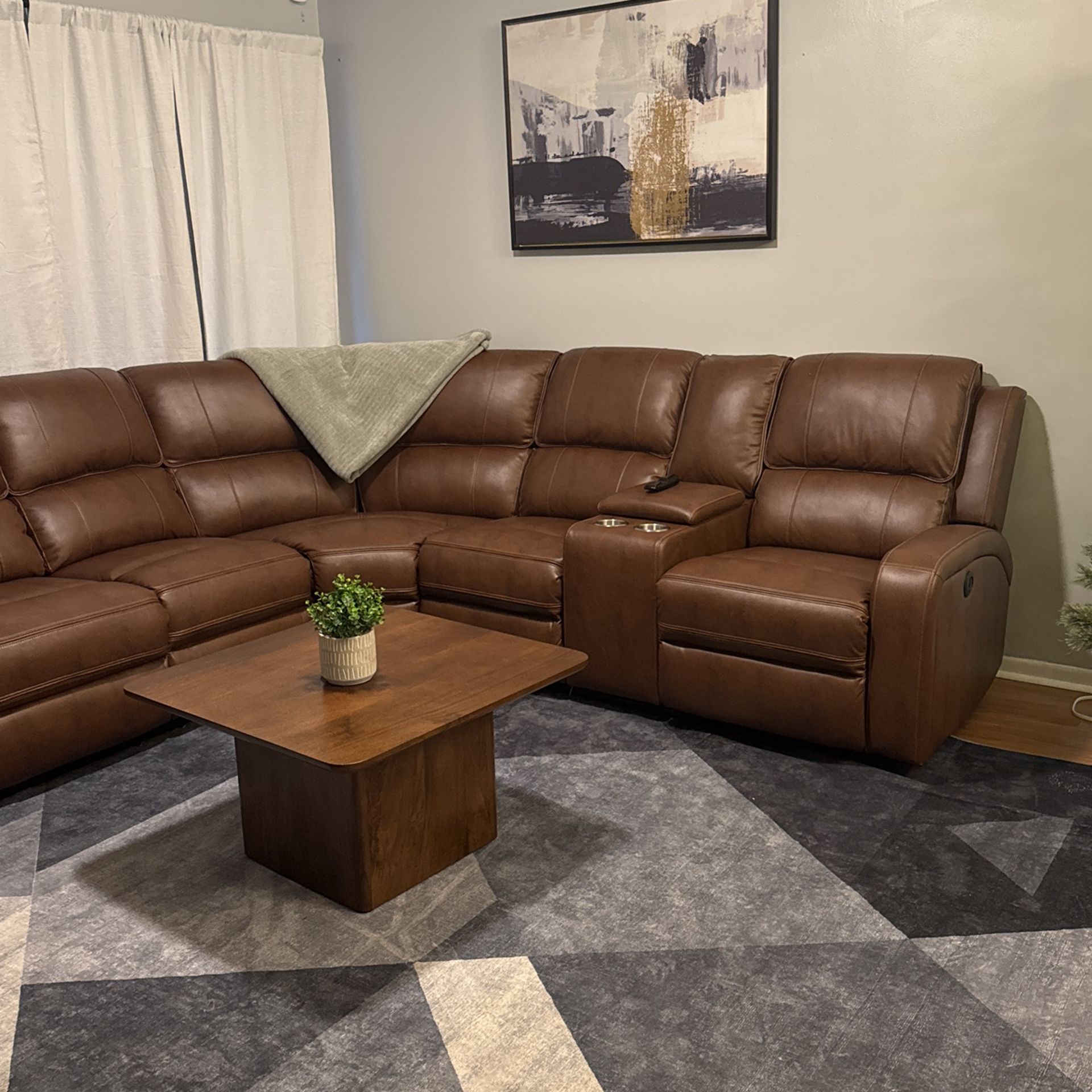 Brown Leather Reclining Couch