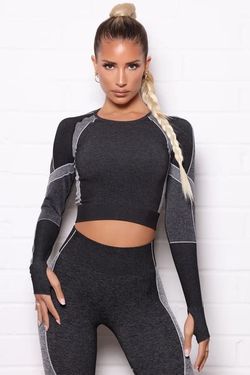 Fashion Nova Women’s Activewear Workout Cropped Long Sleeve Size L