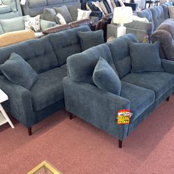 🇺🇸HUGE Ashley Furniture Blowout Sale!🇺🇸 Brand New Blue Sofa Loveseat SET! $50 Down Takes It Home Today!